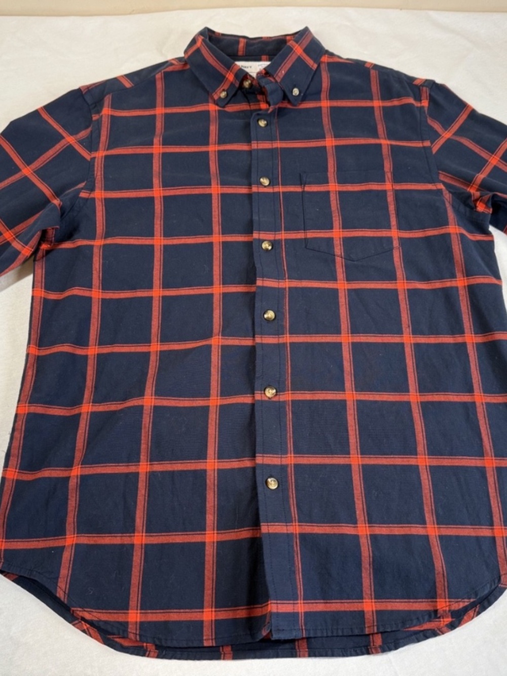 Men's Old Navy Button Up Plaid Long Sleeve Shirt Size Medium - Blue/Red
